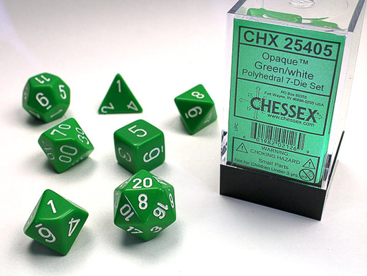 Opaque 7 Die set- Opaque Green/White