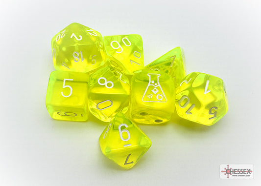 Lab Dice- Translucent- Neon Yellow/White