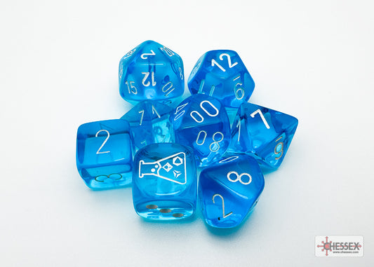 Lab Dice- Translucent- Tropical Blue/White