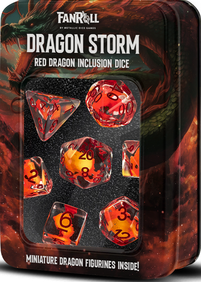 Dragon Storm Red Inclusion Dice- 7 Die Set