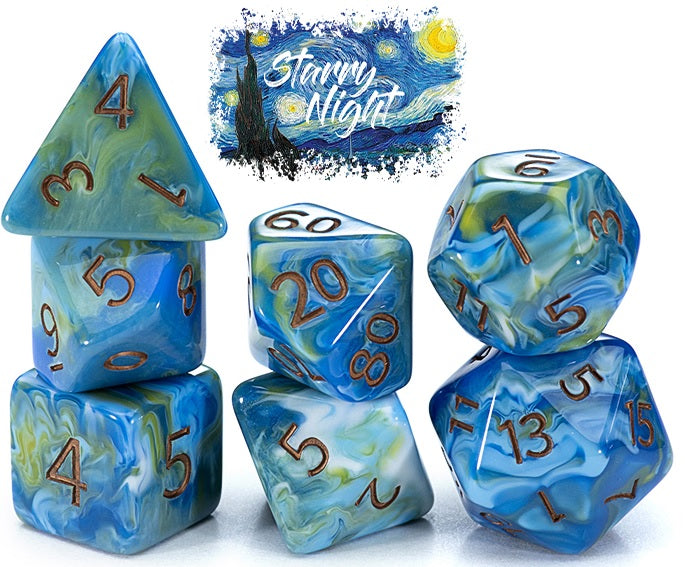 Van Gogh Dice- Starry Night