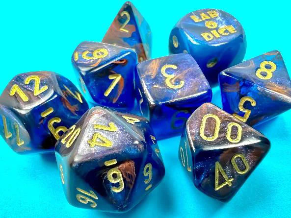 Lab Dice- Lustrous- Azurite/Gold