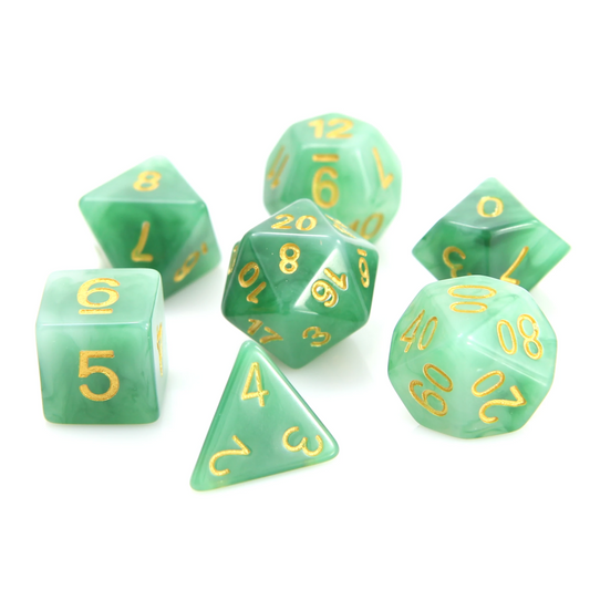 Poly RPG Dice Set-Jade w/Gold