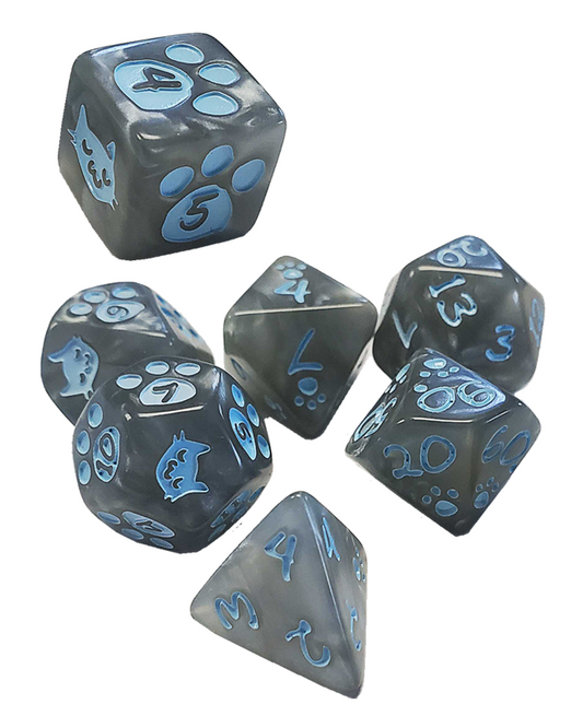 Kitten Dice Set- Grey