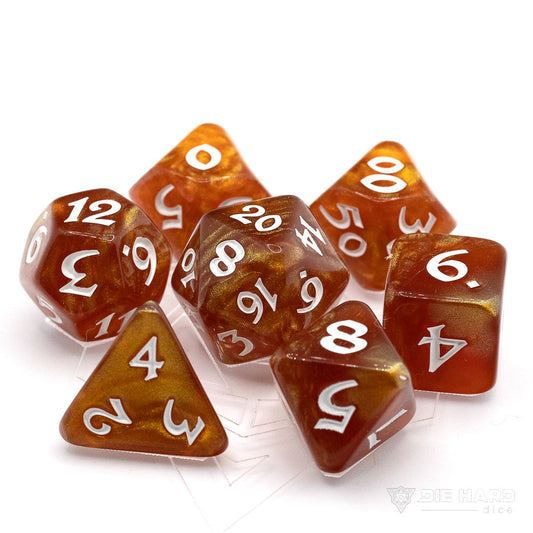 Poly RPG Dice Set-Elessia Bloodfire w/White